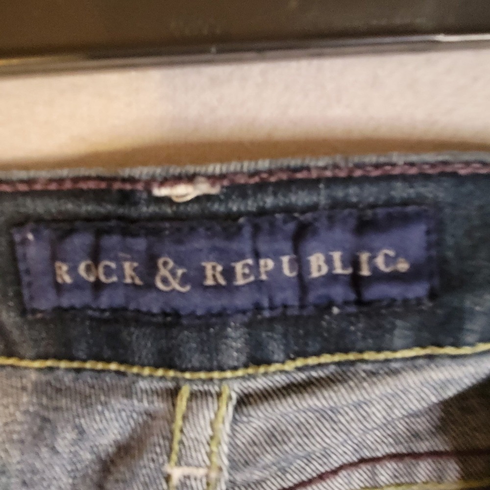 Rock‎ & Republic Women's Jeans Size 28 Slim Straight Dark Wash Stretch Low Rise - Picture 3 of 7